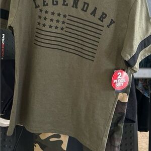 Legendary Olive Green T-Shirt and Camo Pants Set youth 14/16